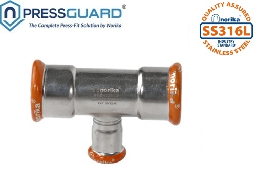 keluli tahan karat 316L press-fit mengurangkan tee